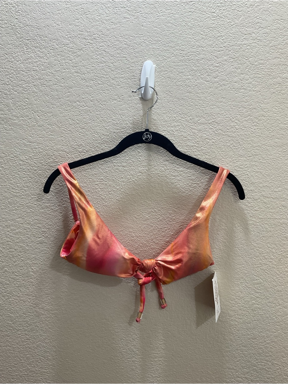 BECCA Pink and Orange Gradient Tie-Front Bikini Top - Picture 1 of 2